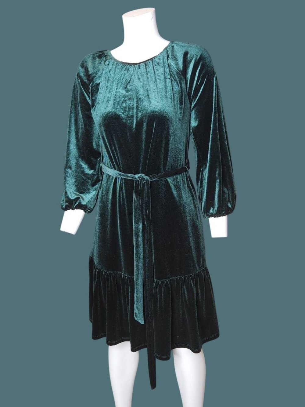 Draper James RSVP Dark Romance Green Velvet Dress Women S Pockets